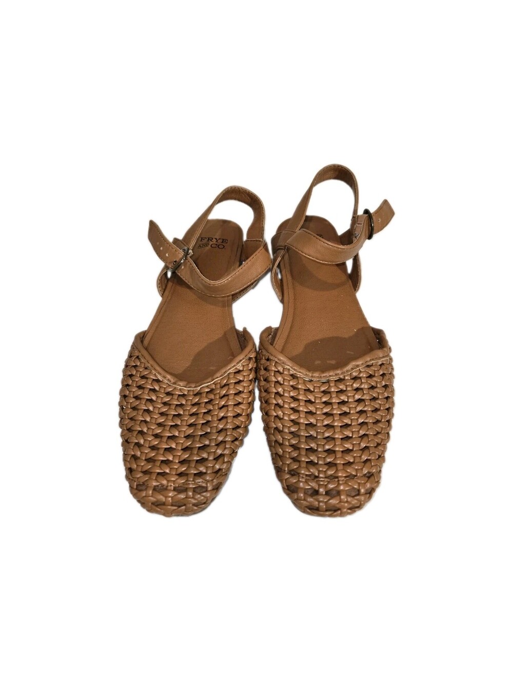Frye & Co. Maxie Woven Sandal Women's Sz 7 Square Toe Ankle Strap Flat